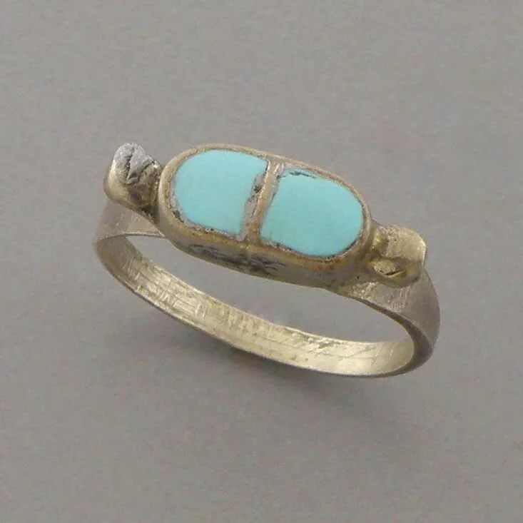 VINTAGE BEAUTIFUL NAVAJO STERLING SILVER INLAY TURQUOISE RING (1 of 2)