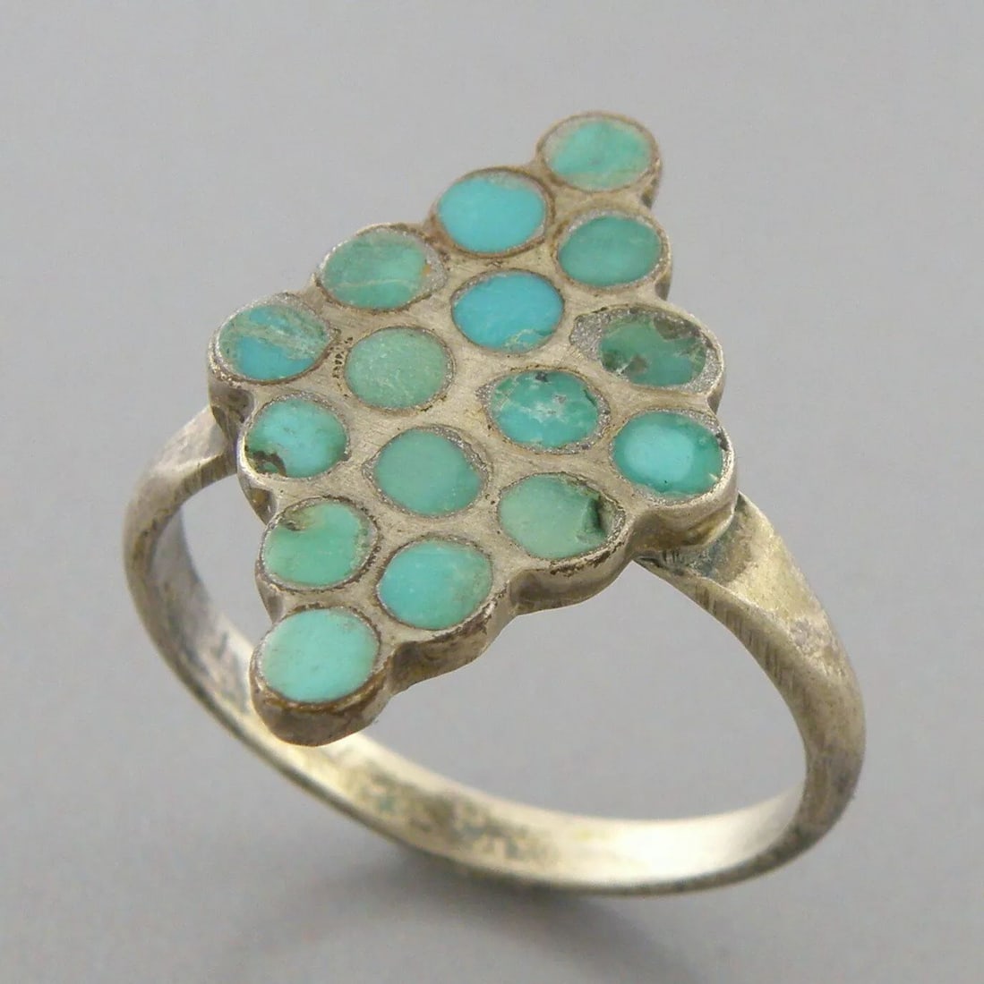 VINTAGE SOUTHWESTERN STERLING SILVER TURQUOISE INLAY RING SIZE 7 (1 of 2)