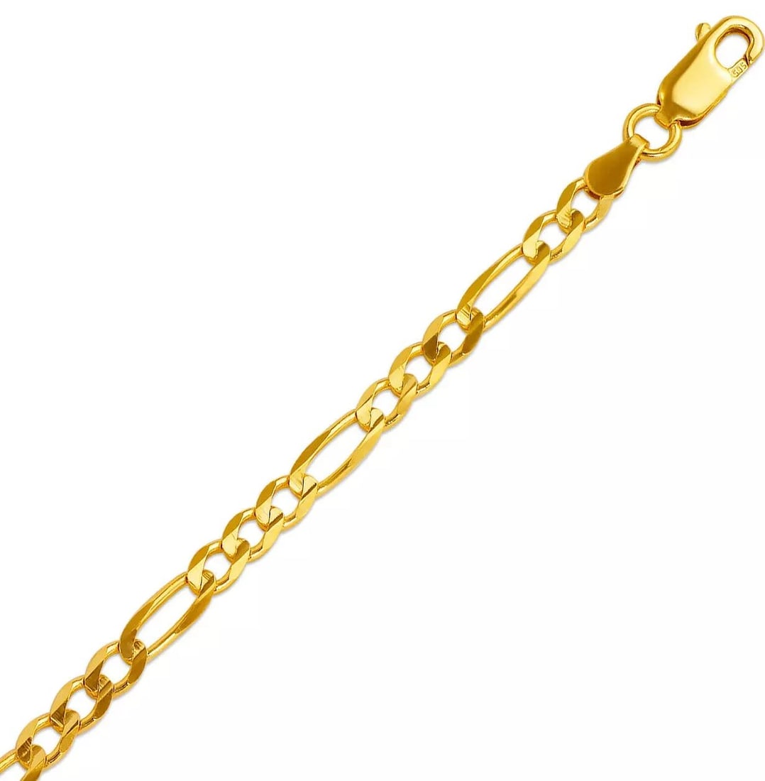 NEW 14K YELLOW FIGARO FLAT CHAIN NECKLACE (1 of 2)