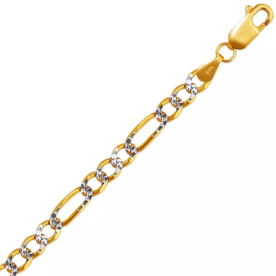 NEW 14K WHITE PAVE GOLD FIGARO X-LIGHT CHAIN NECKLACE (1 of 2)