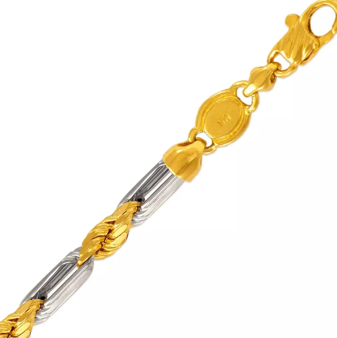 NEW 14K TWO TONE GOLD HOLLOW FIGAROPE CHAIN NECKLACE (1 of 2)