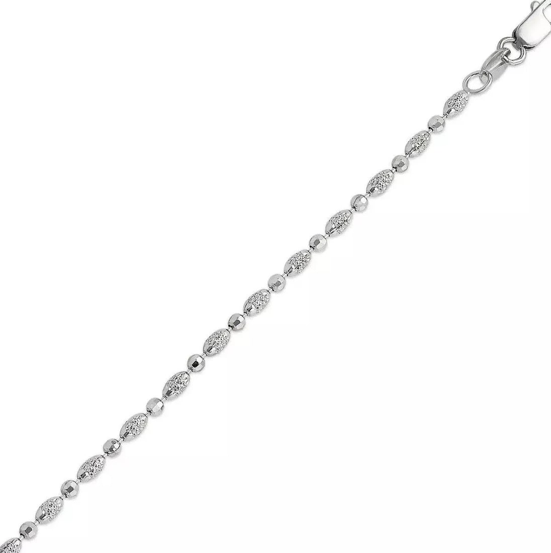 NEW 14K WHITE GOLD BEAD CHAIN NECKLACE (1 of 2)