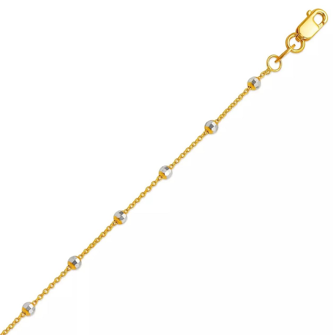 NEW 14K TWO TONE GOLD STAZIONE BEAD ROLO CHAIN NECKLACE (1 of 2)