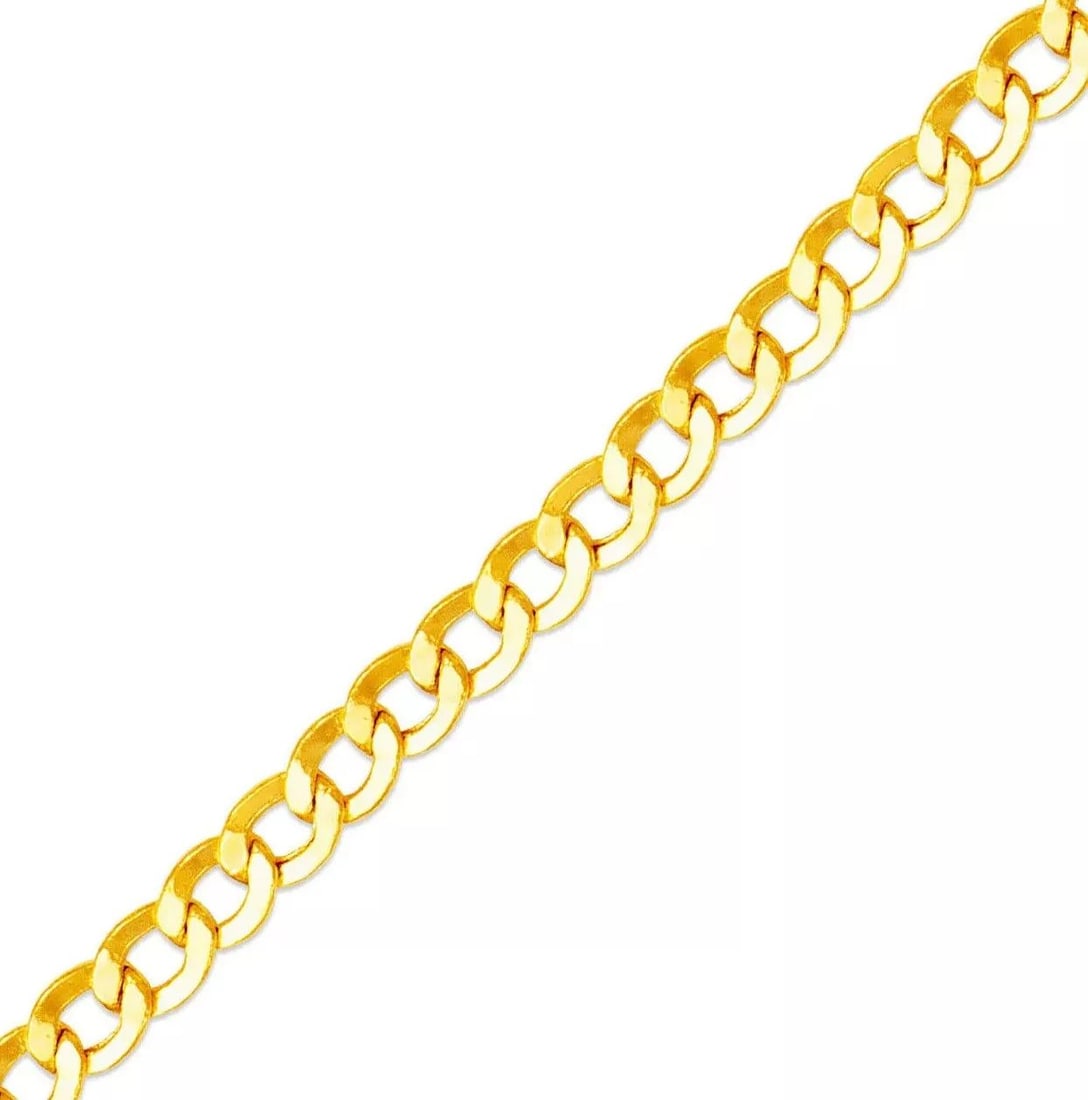NEW 14K WHITE GOLD HOLLOW CURB CHAIN NECKLACE: NEW 14K YELLOW GOLD HOLLOW CURB CHAIN NECKLACE 14K Yellow Gold Apx Weight 0.5mm 18" = 8.9g High Polished Hollow Lobster Lock Available in White and White Pave Gold