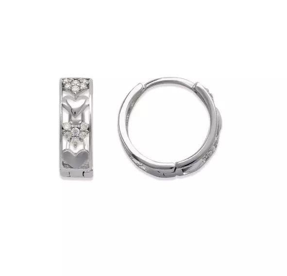 NEW 14K WHITE GOLD HUGGIE CZ EARRINGS: NEW 14K WHITE GOLD HUGGIE CZ EARRINGS 14K White Gold Approx. 4.5x14mm High Polished/Cubic Zirconia Available in Yellow Gold Weight: 1.9 Grams