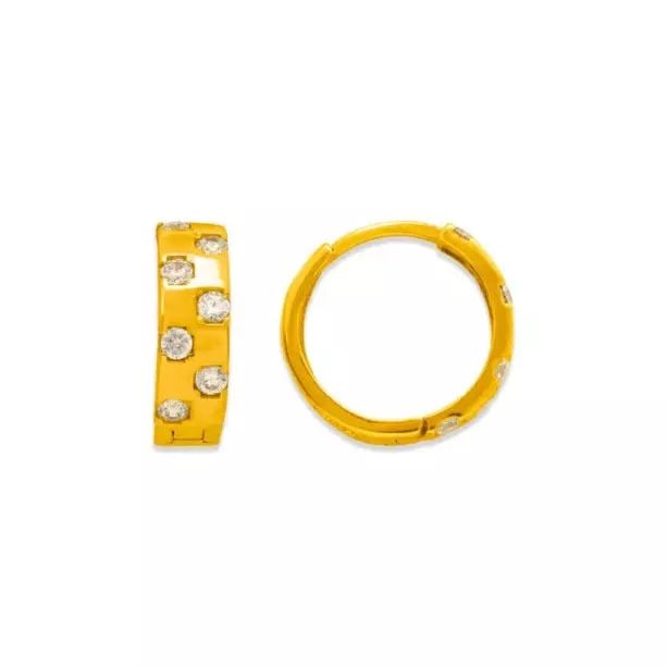 NEW 14K YELLOW GOLD HUGGIE CZ EARRINGS: NEW 14K YELLOW GOLD HUGGIE CZ EARRINGS 14K Yellow Gold Approx. 4.5x14mm High Polished/Cubic Zirconia Weight: 2.4 Grams