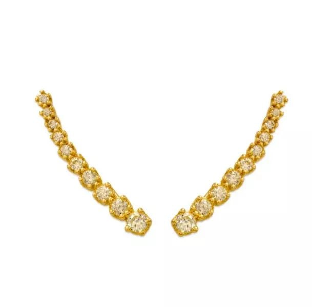 NEW 14K YELLOW GOLD CRAWLER CZ EARRINGS: NEW 14K YELLOW GOLD CRAWLER CZ EARRINGS 14K Yellow Gold Approx. 3.5x26mm Cubic Zirconia Available in Rose and White Gold Weight: 2.4 Grams