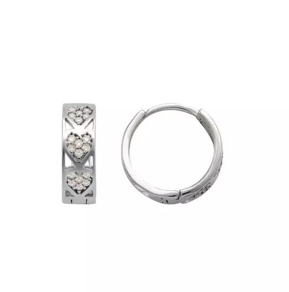 NEW 14K WHITE GOLD HUGGIE CZ EARRINGS: NEW 14K WHITE GOLD HUGGIE CZ EARRINGS 14K White Gold Approx. 4.5x14mm High Polished/Cubic Zirconia Available in Yellow Gold Weight: 2.2 Grams