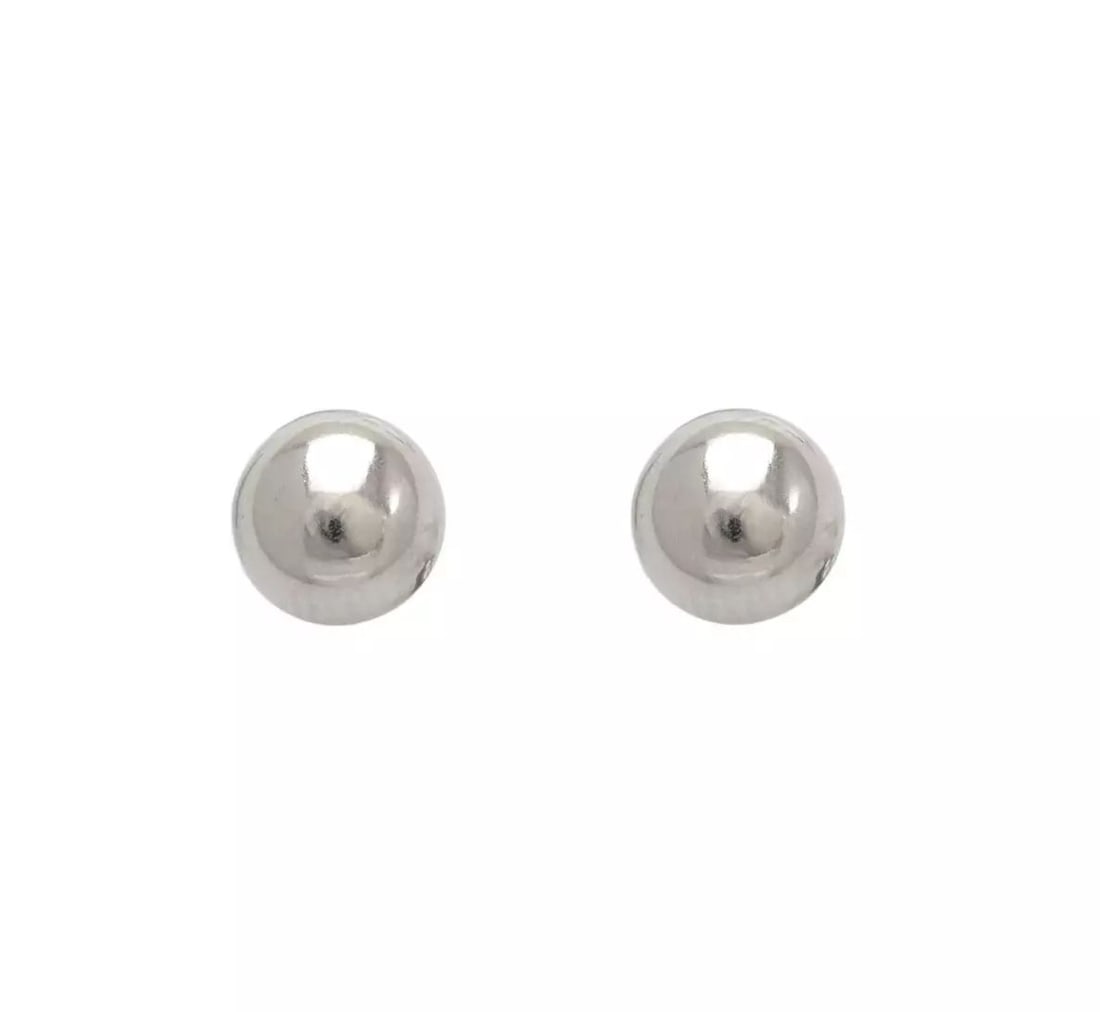 NEW 14K WHITE GOLD BALL STUD EARRINGS (1 of 2)