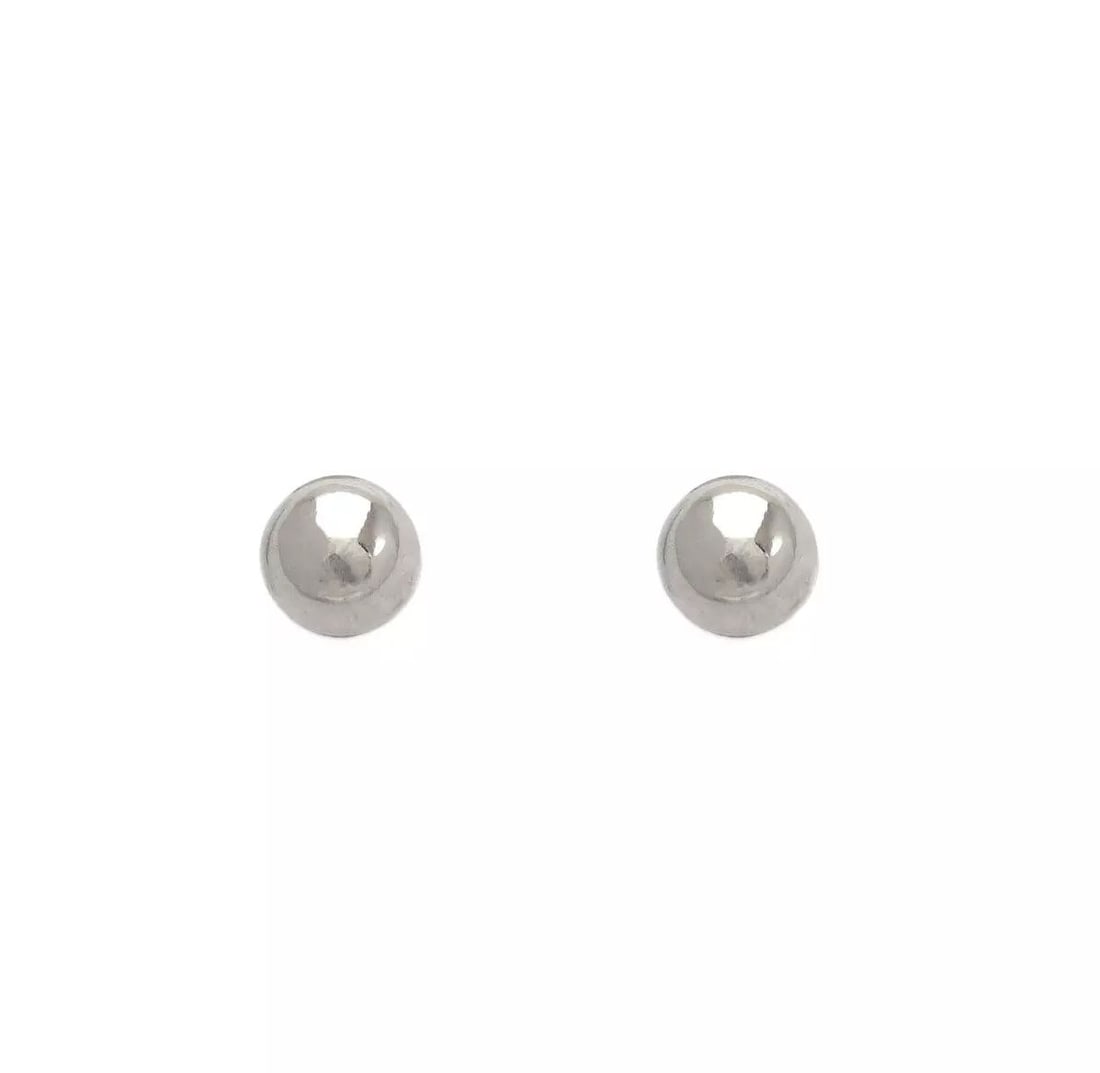 NEW 14K WHITE GOLD BALL STUD EARRINGS (1 of 2)