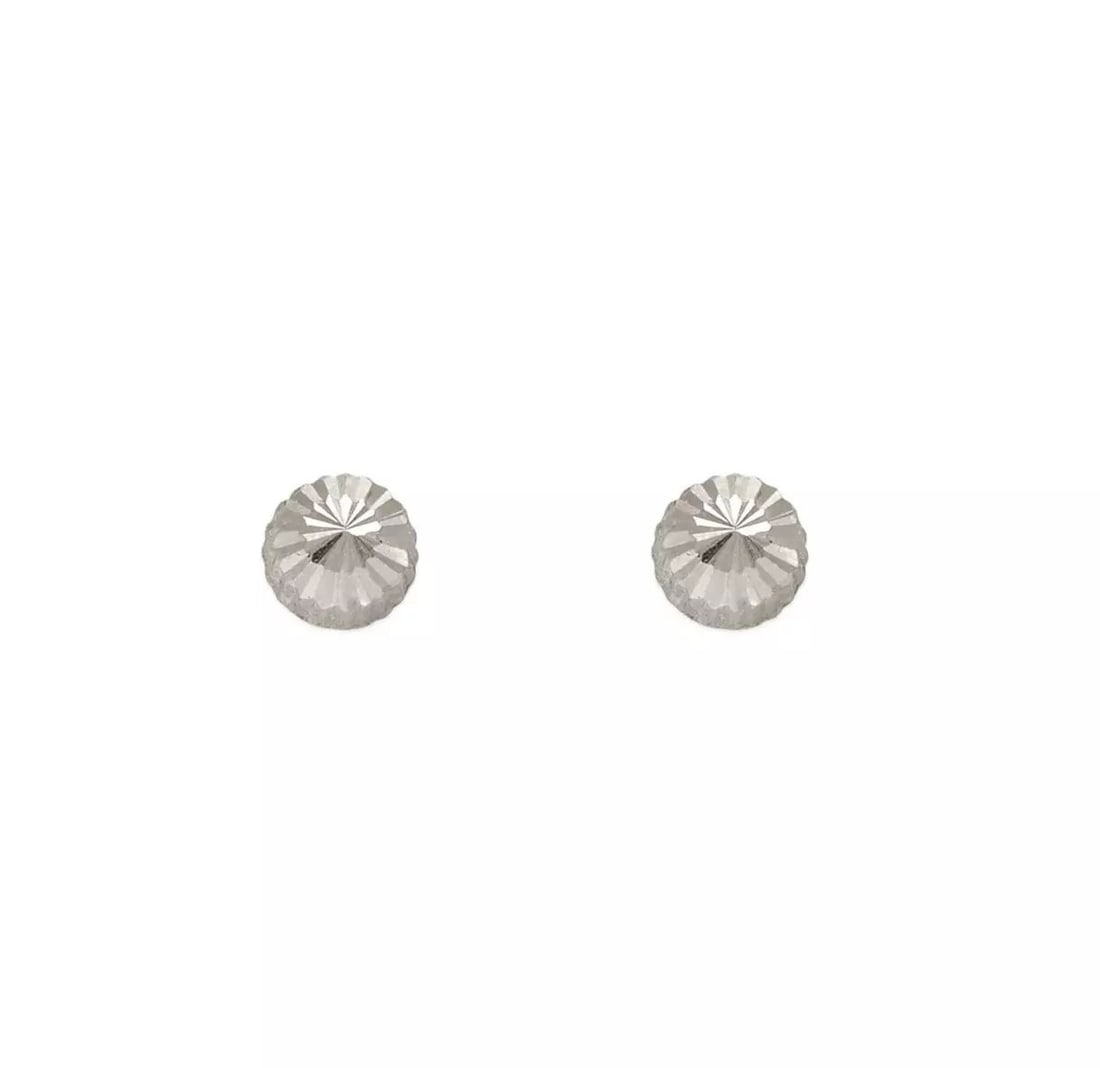 NEW 14K WHITE GOLD DIAMOND CUT STUD EARRINGS (1 of 2)