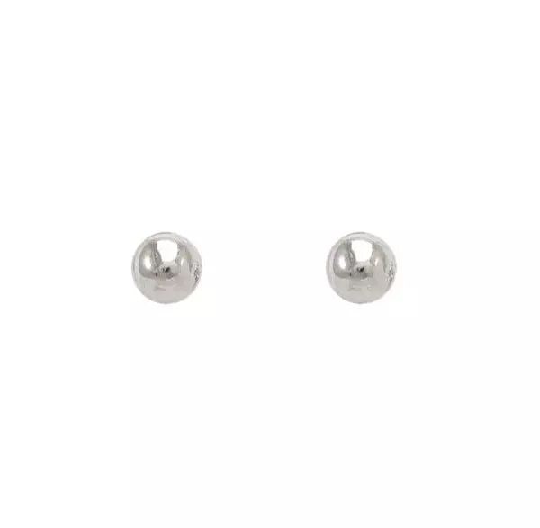 NEW 14K WHITE GOLD BALL STUD EARRINGS (1 of 2)