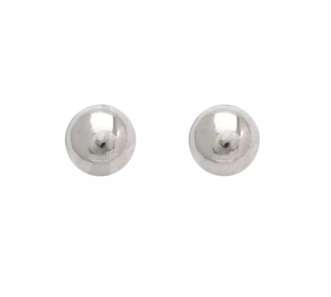 NEW 14K WHITE GOLD BALL STUD EARRINGS (1 of 2)