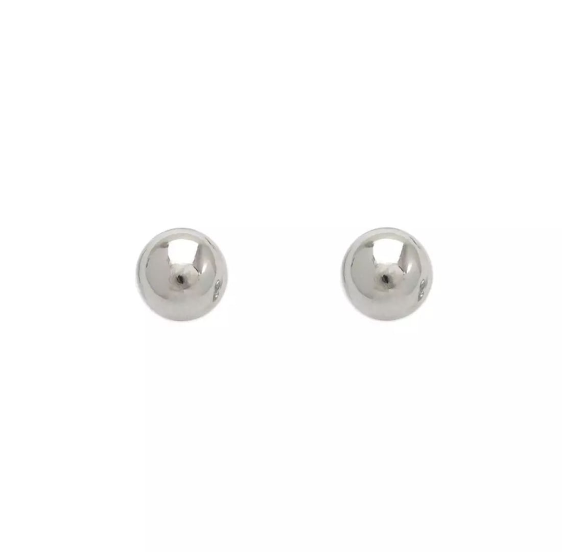 NEW 14K WHITE GOLD BALL STUD EARRINGS (1 of 2)