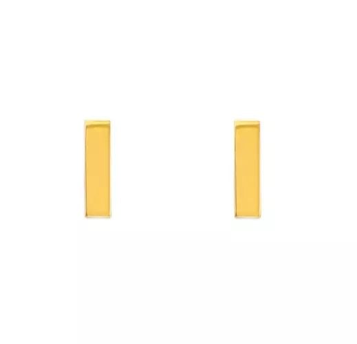 NEW 14K YELLOW GOLD HIGH POLISHED BAR STUD EARRINGS (1 of 2)