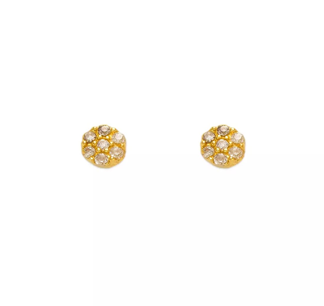 NEW 14K YELLOW GOLD FLOWER CZ STUD EARRINGS (1 of 2)