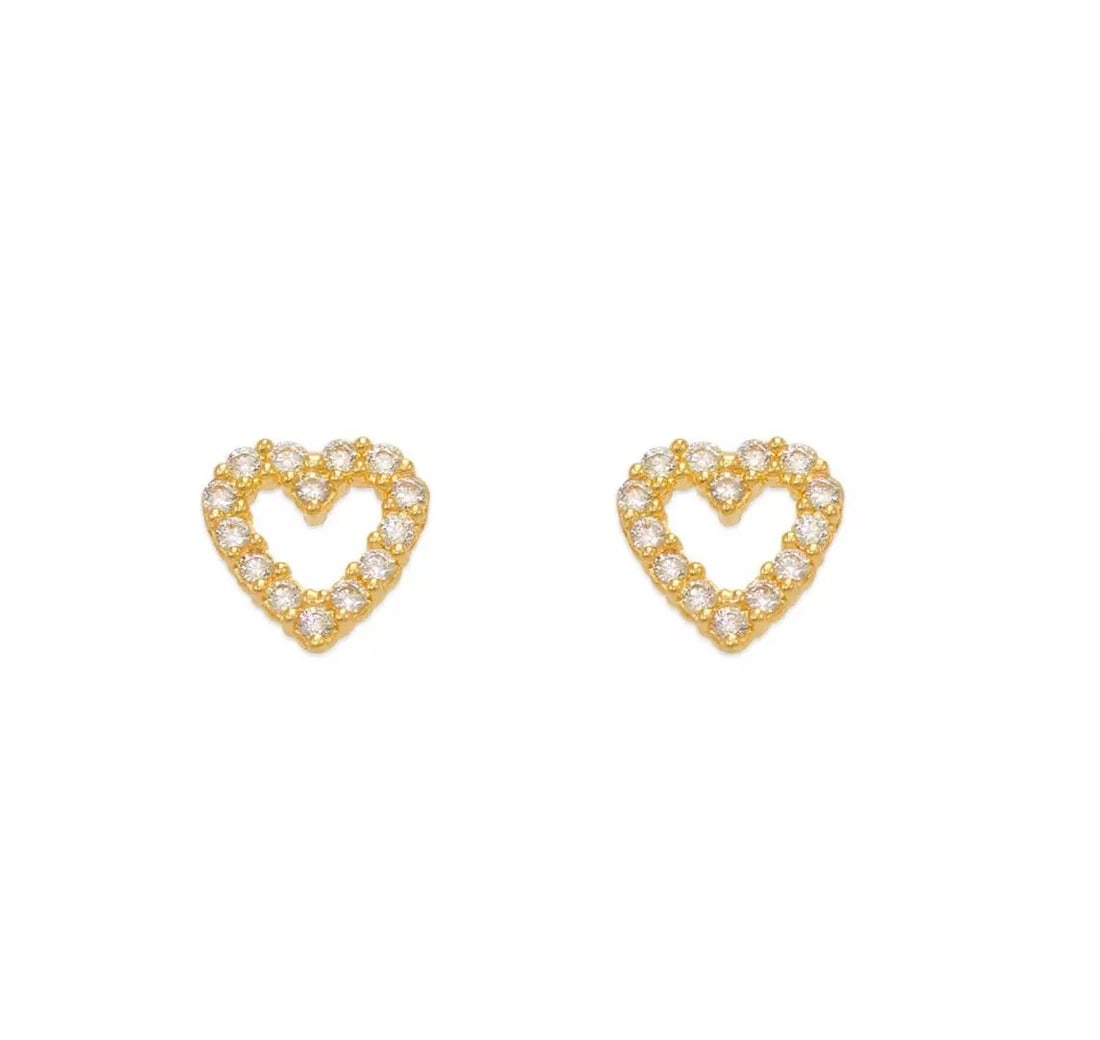 NEW 14K YELLOW GOLD HEART PAVE CZ STUD EARRINGS: NEW 14K YELLOW GOLD HEART PAVE CZ STUD EARRINGS 14K Yellow Gold Approx. 6x6.5mm Cubic Zirconia Screw Backing Weight: 2.0 Grams