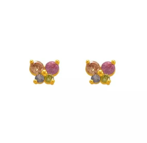 NEW 14K YELLOW GOLD BUTTERFLY WHITE CZ STUD EARRINGS: NEW 14K YELLOW GOLD BUTTERFLY WHITE CZ STUD EARRINGS 14K Yellow Gold Approx. 6.5x5mm Cubic Zirconia Screw Backing Available Colors: White Weight: 2.0 Grams