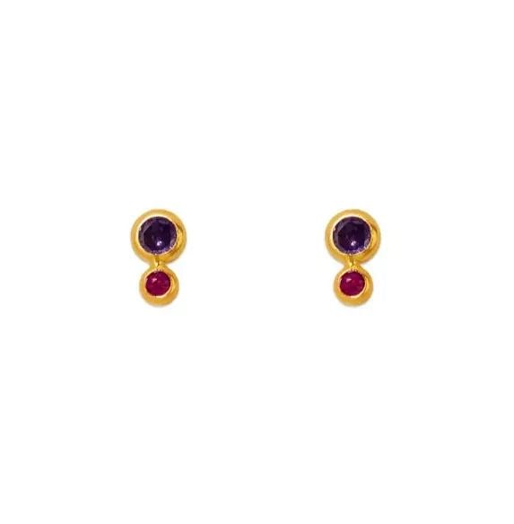 NEW 14K YELLOW GOLD BEZEL CZ STUD EARRINGS (1 of 2)