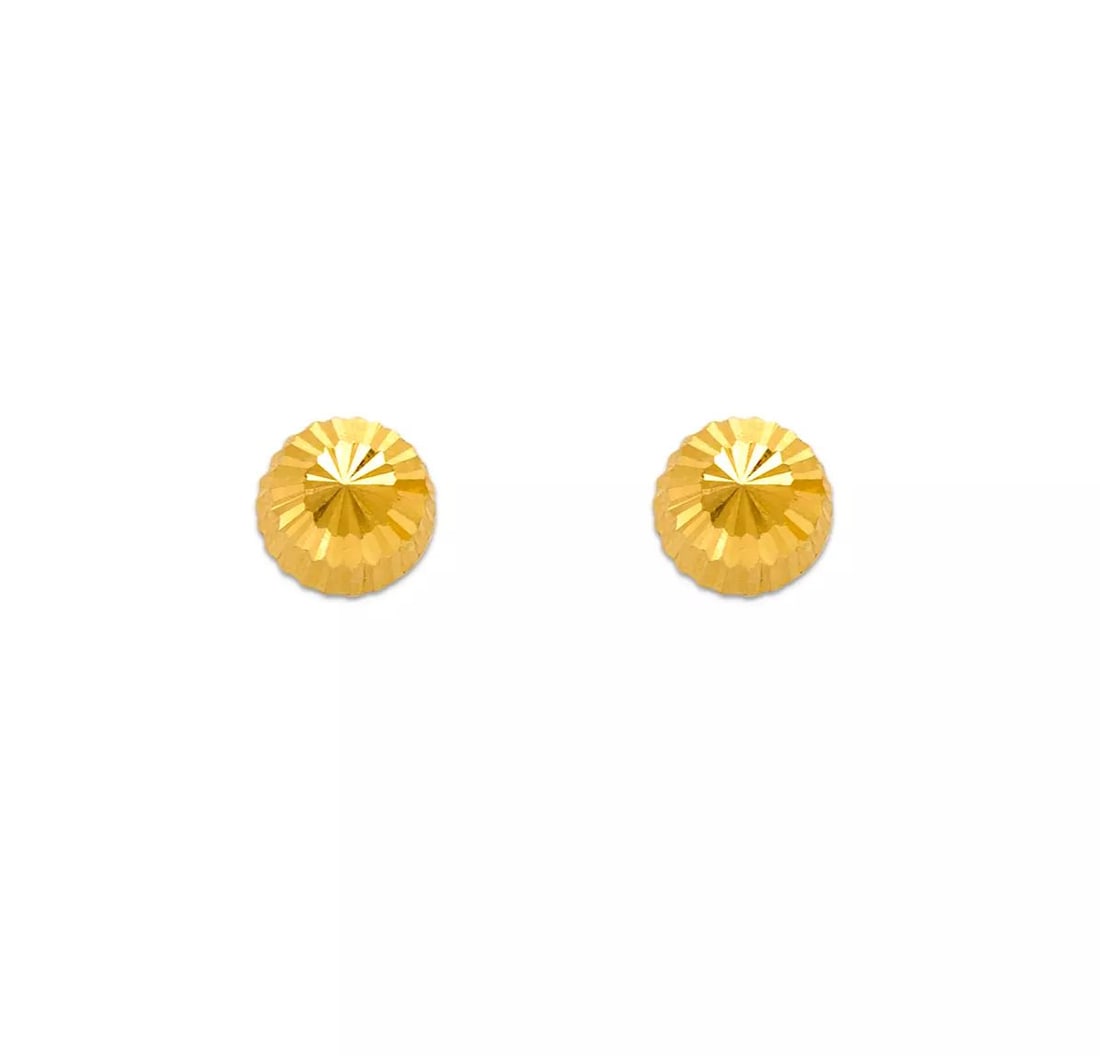 NEW 14K YELLOW GOLD DIAMOND CUT STUD EARRINGS (1 of 2)