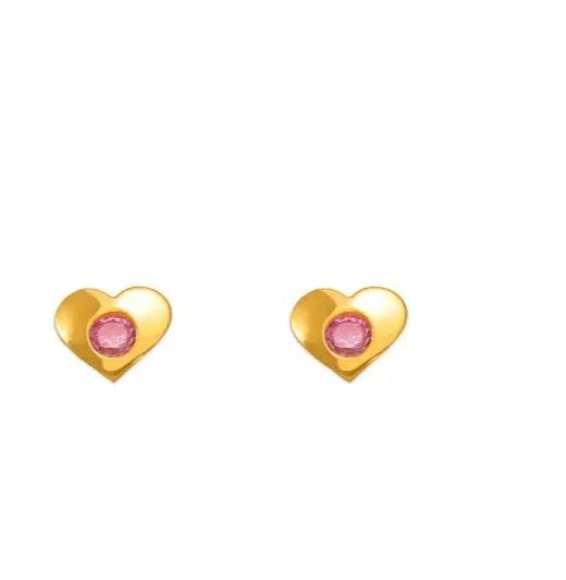 NEW 14K YELLOW GOLD PINK HIGH POLISHED HEART CZ STUD EARRINGS: NEW 14K YELLOW GOLD PINK HIGH POLISHED HEART CZ STUD EARRINGS 14K Yellow Gold Approx. 4x3.5mm Wide High Polished/Cubic Zirconia Screw Backing Available in Red and White Cubic Zirconia Weight: 2.0 Gram