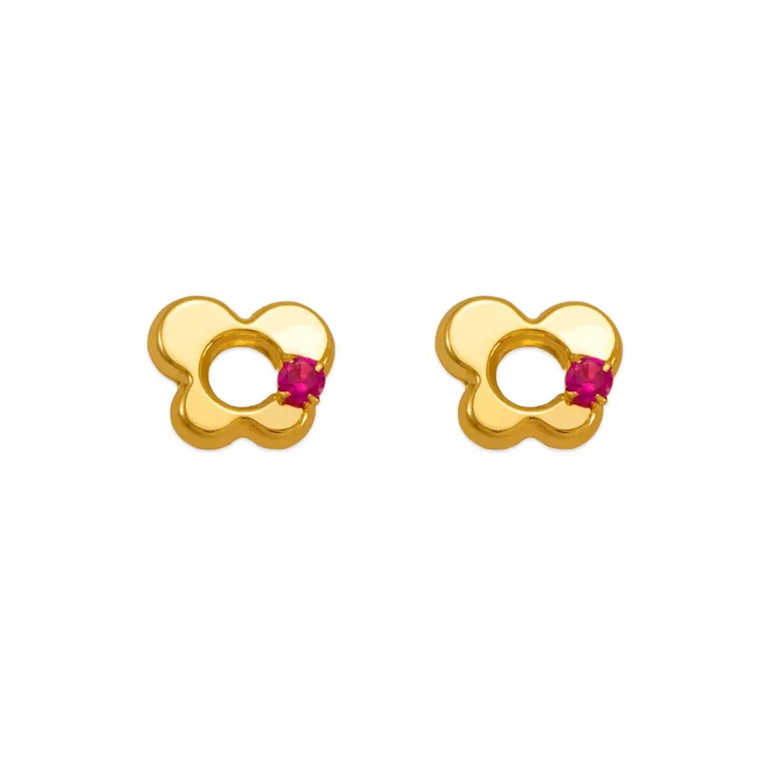 NEW 14K YELLOW GOLD RED BUTTERFLY CZ STUD EARRINGS: NEW 14K YELLOW GOLD RED BUTTERFLY CZ STUD EARRINGS 14K Yellow Gold Approx. 8x7mm High Polished/Cubic Zirconia Screw Backing Available in Pink and White Cubic Zirconia Weight: 2.0 Grams