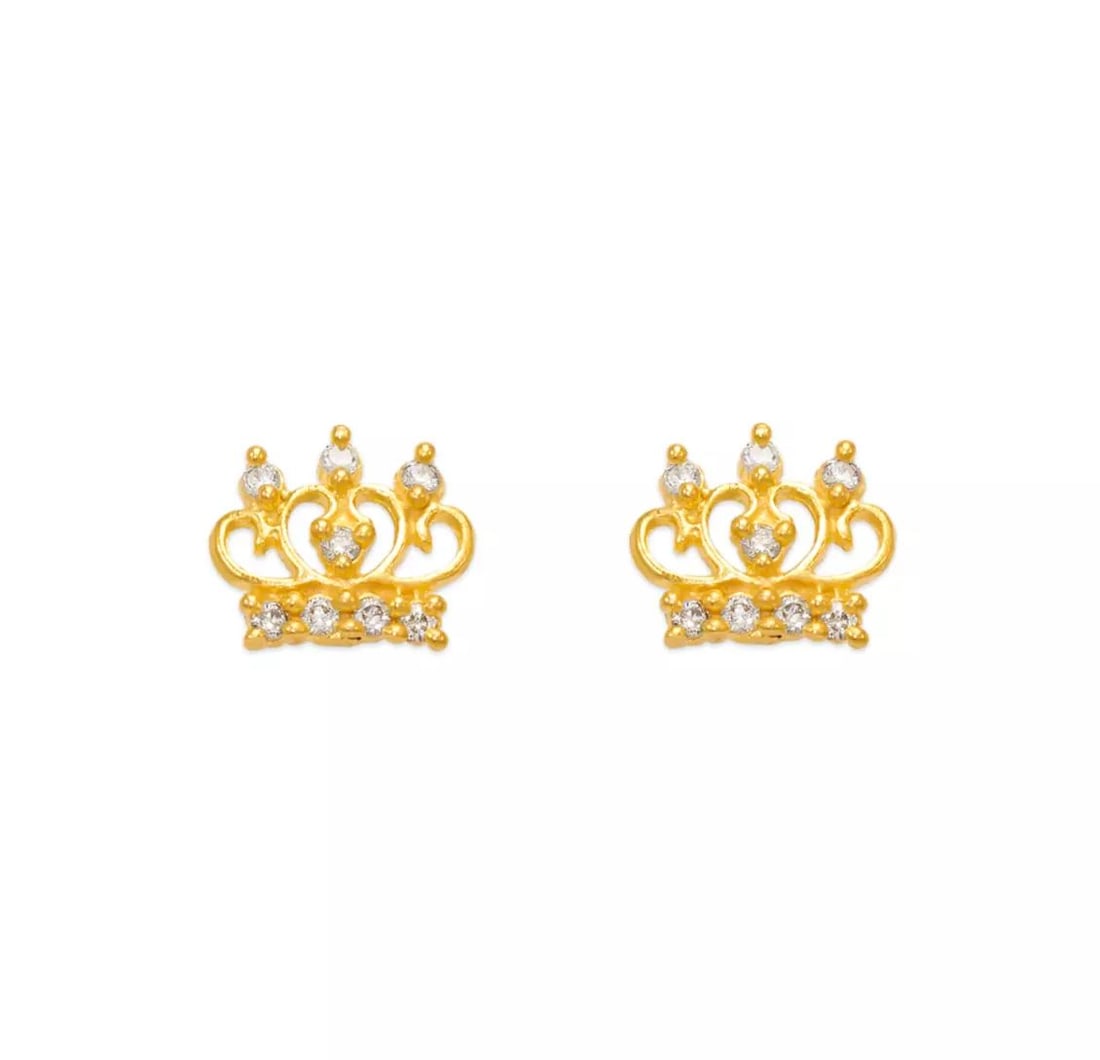NEW 14K YELLOW GOLD TIARA CZ STUD EARRINGS: NEW 14K YELLOW GOLD TIARA CZ STUD EARRINGS 14K Yellow Gold Approx. 8x7mm Cubic Zirconia Screw Backing Weight: 2.0 Grams