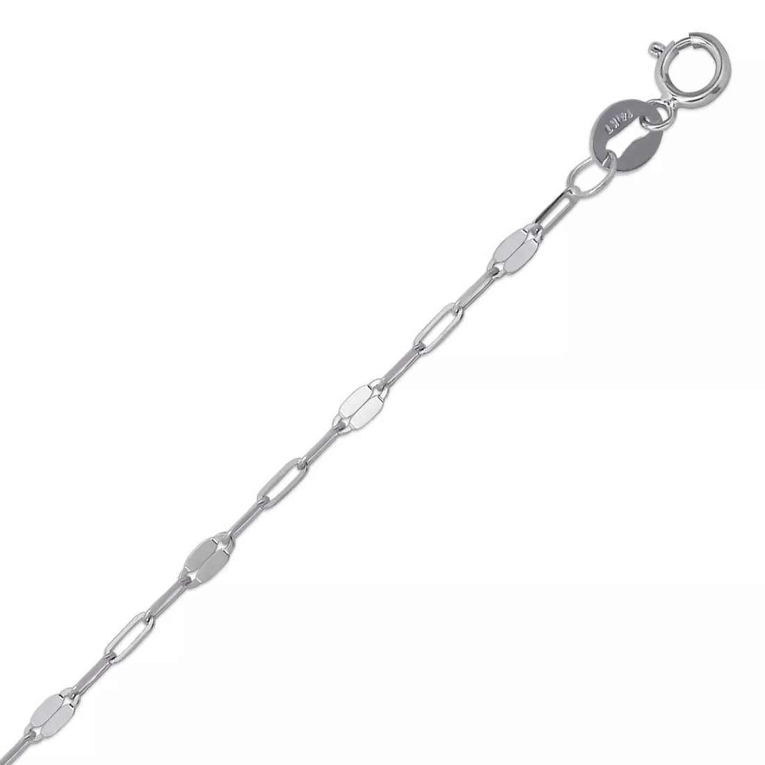 NEW 14K WHITE GOLD MIRROR CLIP CHAIN NECKLACE: NEW 14K WHITE GOLD MIRROR CLIP CHAIN NECKLACE 14K White Gold Apx Weight 2mm 18" = 1.7g High Polished Spring Lock Available in White Gold