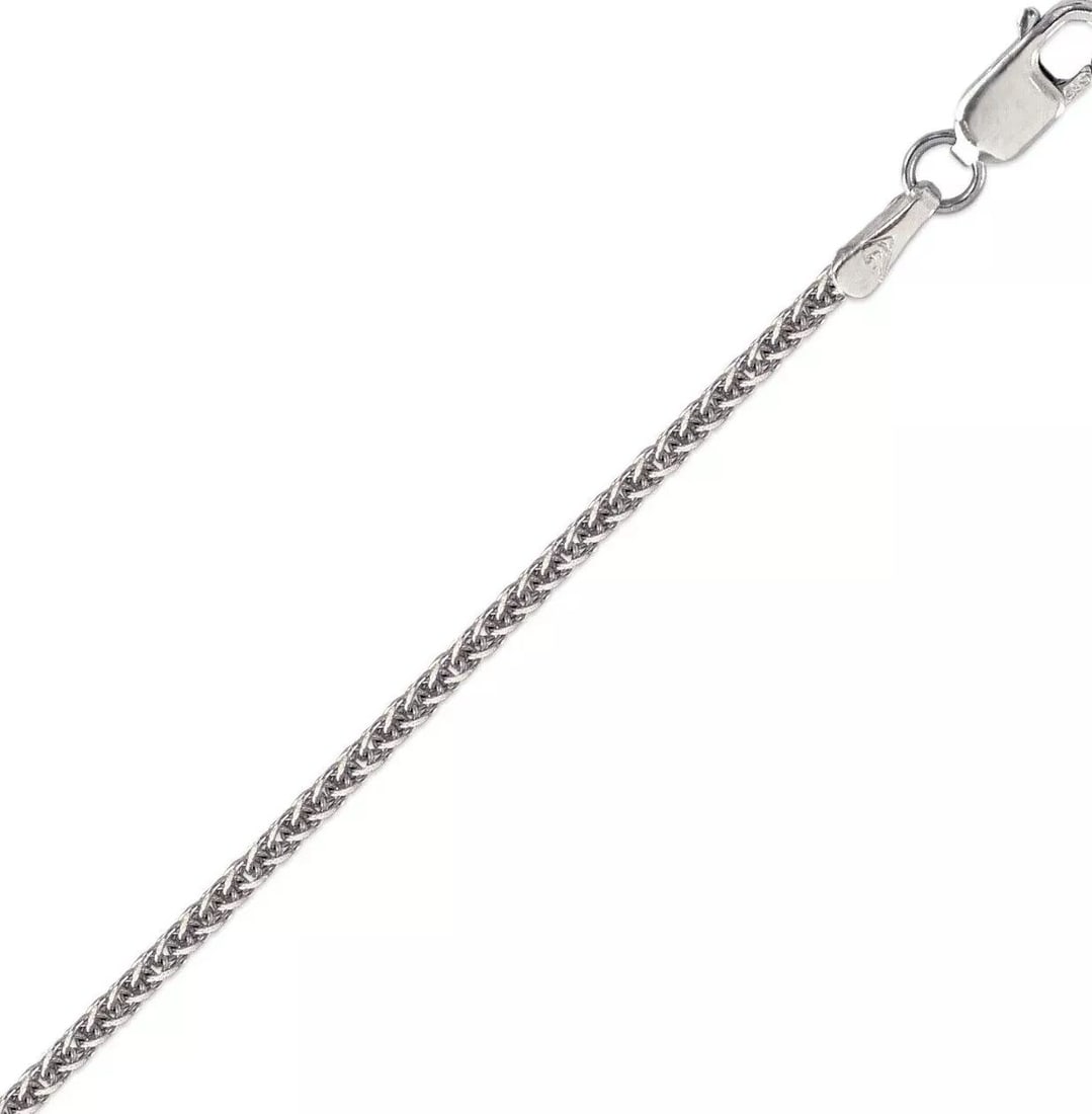 NEW 14K WHITE GOLD SQUARE WHEAT D/C CHAIN NECKLACE (1 of 2)