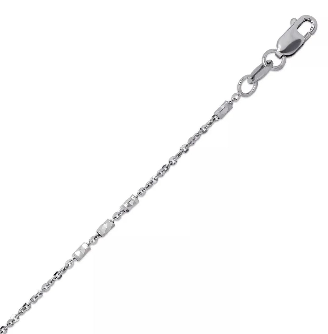 NEW 14K WHITE GOLD BARREL STATION CHAIN NECKLACE (1 of 2)