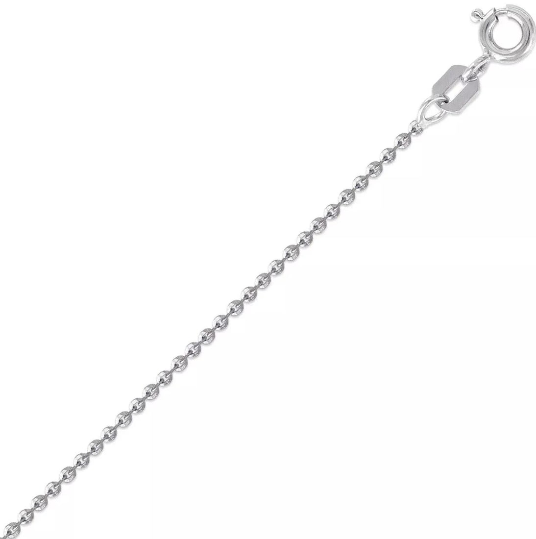NEW 14K WHITE GOLD ROLO CHAIN NECKLACE: NEW 14K WHITE GOLD ROLO CHAIN NECKLACE 14K White Gold Apx Weight 1.2mm 18" = 1.5g 1.4mm 18" = 2.0g 1.8mm 18" = 3.5g 2.1mm 18" = 4.8g Available in Yellow and Rose Gold