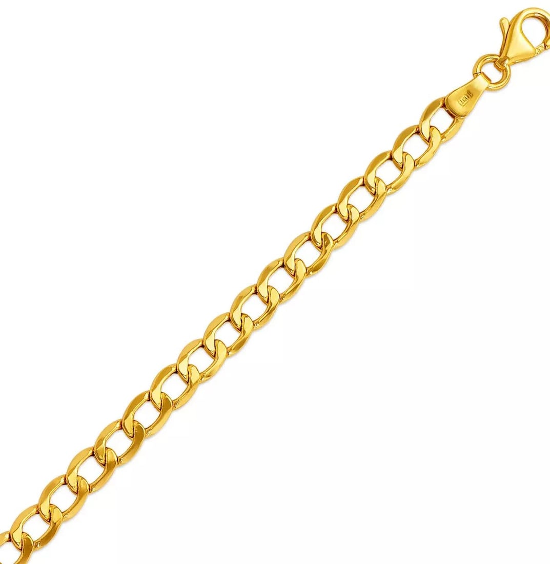 NEW 14K YELLOW GOLD HOLLOW LIGHT CURB CHAIN NECKLACE (1 of 2)