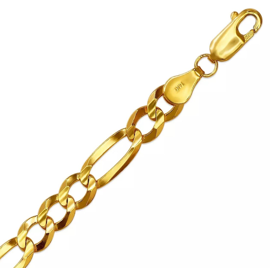 NEW 14K YELLOW FIGARO ULTRALIGHT CONCAVE CHAIN NECKLACE: NEW 14K YELLOW FIGARO ULTRALIGHT CONCAVE CHAIN NECKLACE 14K Yellow Gold Apx Weight 3.0mm 18" = 5.4g 4.0mm 18" = 7.1g 5.0mm 18" = 9.8g 6.0mm 18" = 4.6g 6.5mm 18" = 4.6g 8.0mm 18" = 4.6g 9.0mm 18" = 4.6