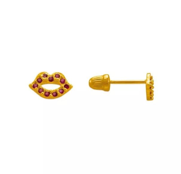 NEW 14K YELLOW GOLD ROSY LIPS CZ STUD EARRINGS: NEW 14K YELLOW GOLD ROSY LIPS CZ STUD EARRINGS 14K Yellow Gold Approx. 7.5x4.5mm Cubic Zirconia Screw Backing Weight: 2.0 Grams