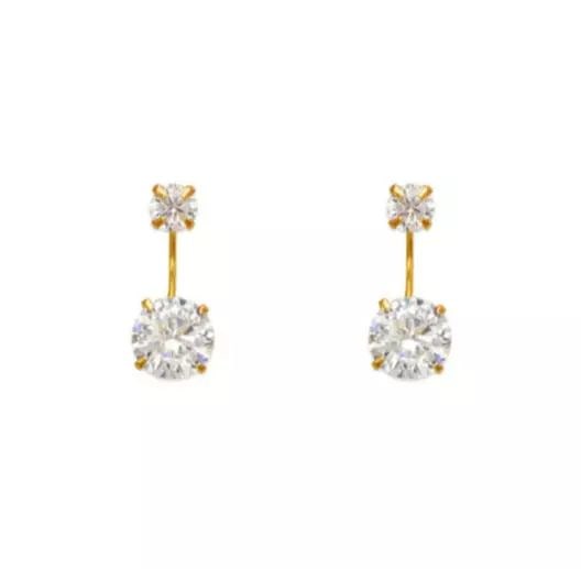 NEW 14K YELLOW GOLD WHITE TELEPHONE CZ STUD EARRINGS: NEW 14K YELLOW GOLD WHITE TELEPHONE CZ STUD EARRINGS 14K Yellow Gold Approx. 6mm Stone, 15mm Total Cubic Zirconia Screw Backing Available Colors: Blue, Green, Light Blue, Light Green, Pink, Purple, Re