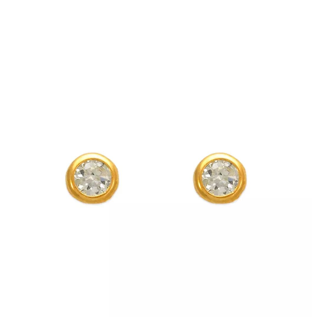 NEW 14K YELLOW GOLD ROUND BEZEL CZ STUD EARRINGS: NEW 14K YELLOW GOLD ROUND BEZEL CZ STUD EARRINGS 14K Yellow Gold Approx. 3mm High Polished/Cubic Zirconia Screw Backing Available in Sizes 3mm-5mm Weight: 2.0 Grams