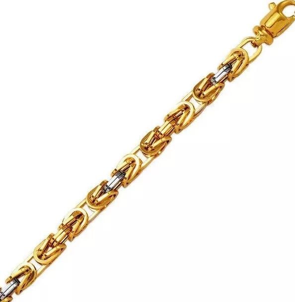 NEW 14K TWO TONE GOLD HOLLOW BYZANTINE CHAIN NECKLACE (1 of 2)