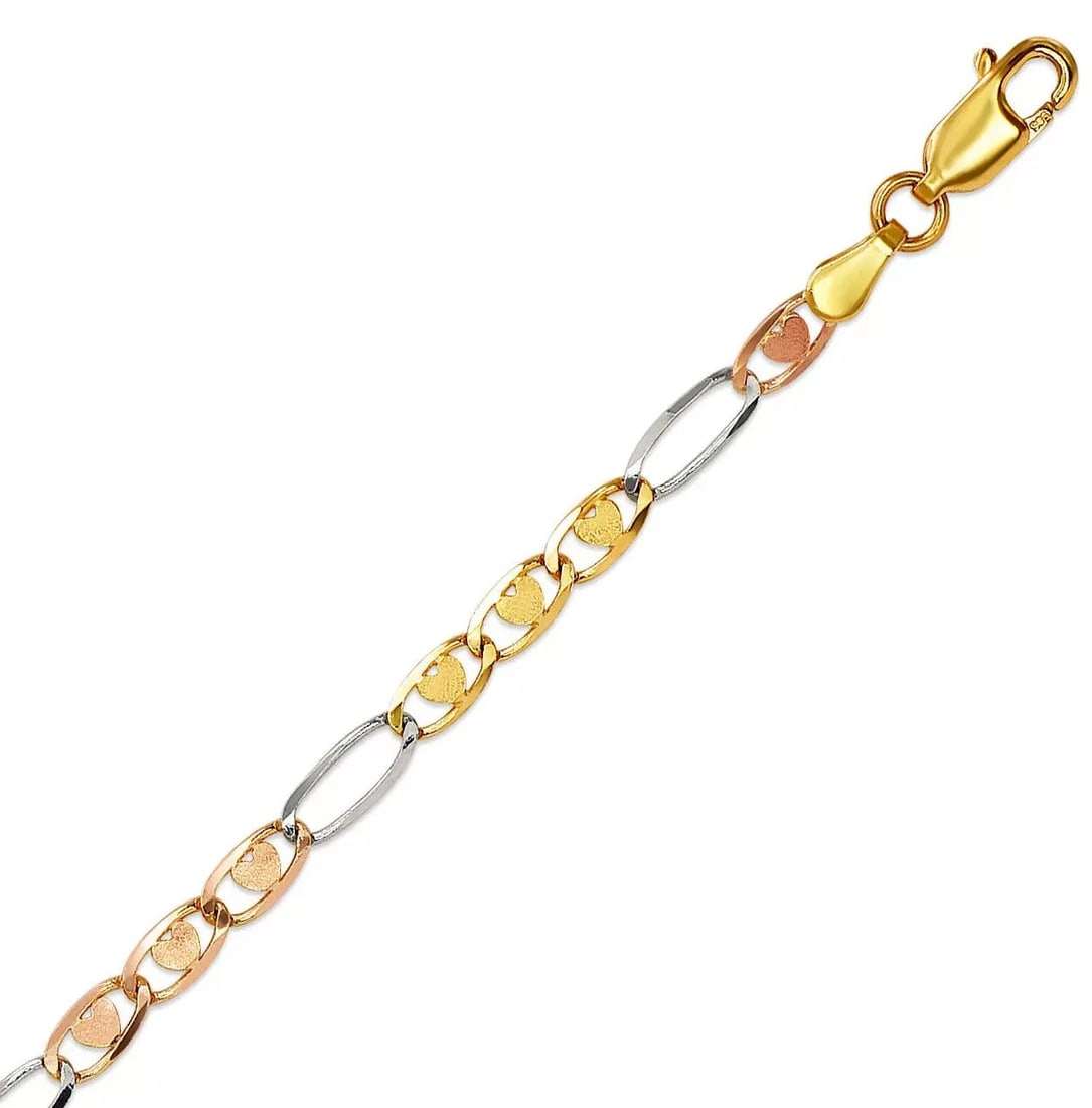NEW 14K TRI COLOR GOLD LOVE CHAIN NECKLACE (1 of 2)