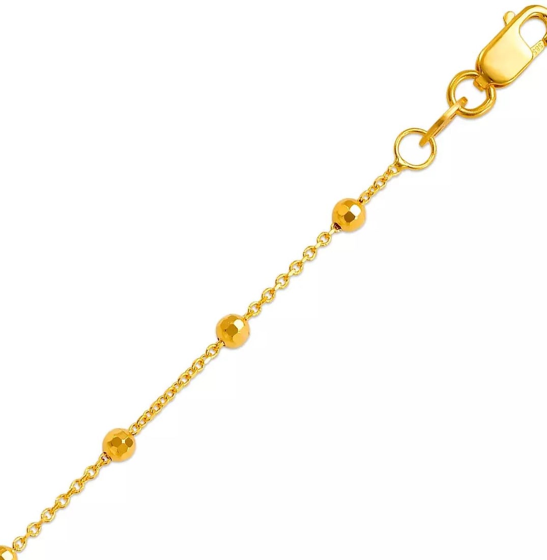 NEW 14K YELLOW GOLD STAZIONE BEAD ROLO CHIAN NECKLACE: NEW 14K YELLOW GOLD STAZIONE BEAD ROLO CHIAN NECKLACE 14K Yellow Gold Apx Weight 2.0mm 18" = 2.9g 4.0mm 18" = 8.3g High Polished/Diamond Cut Available in Two Tone Gold Lobster Lock
