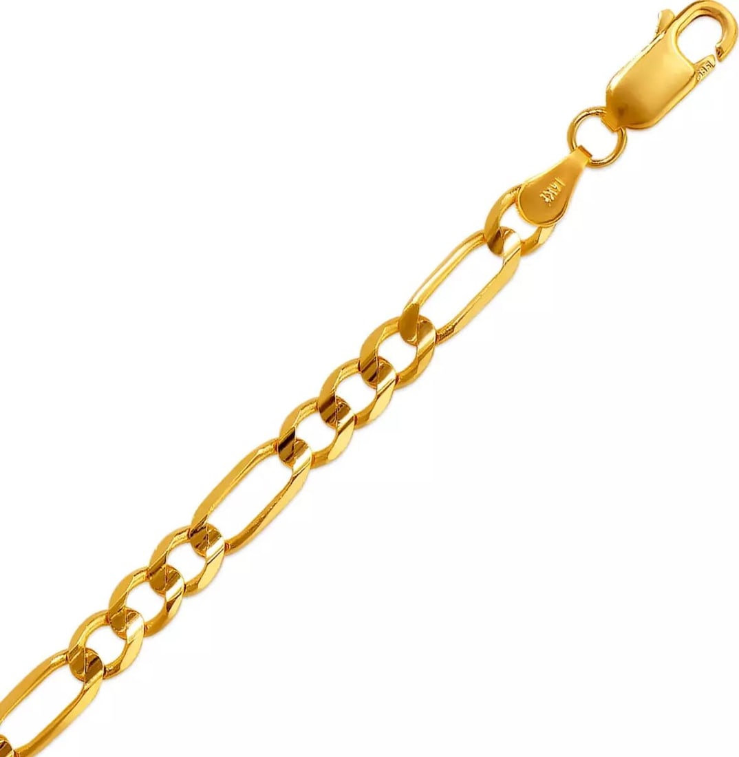 NEW 14K YELLOW GOLD FIGARO FLAT CHAIN NECKLACE (1 of 2)