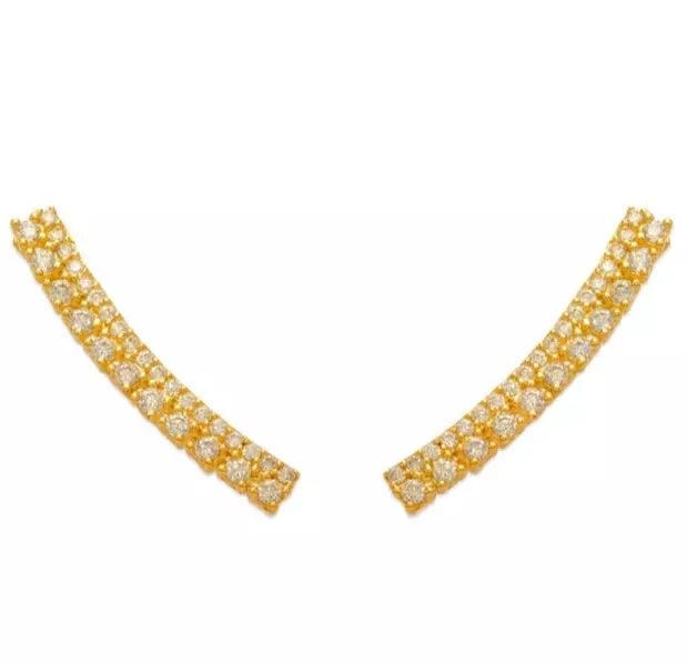 NEW 14K YELLOW GOLD CRAWLER CZ EARRINGS: NEW 14K YELLOW GOLD CRAWLER CZ EARRINGS 14K Yellow Gold Approx. 3x24mm Cubic Zirconia Weight: 1.4 Grams