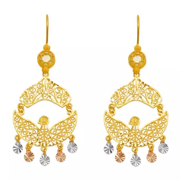 NEW 14K YELLOW GOLD D/C CHANDELIER EARRINGS (1 of 2)