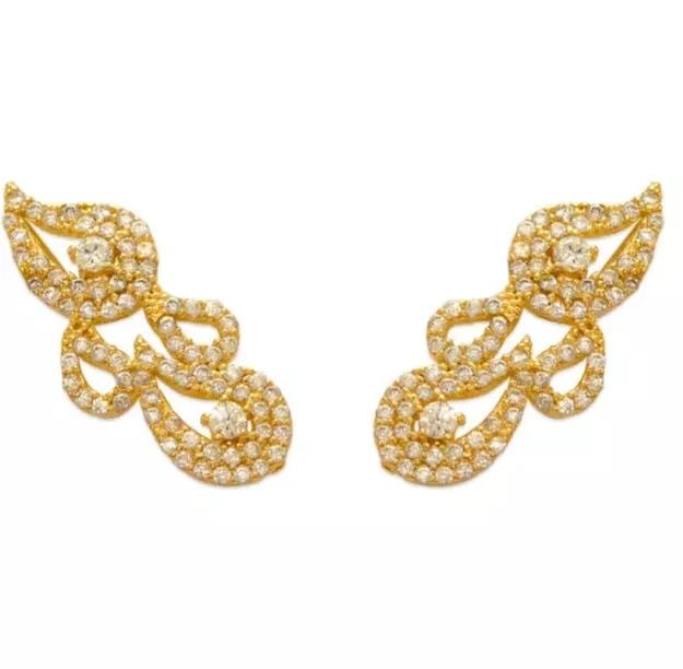 NEW 14K YELLOW GOLD CRAWLER CZ EARRINGS (1 of 2)