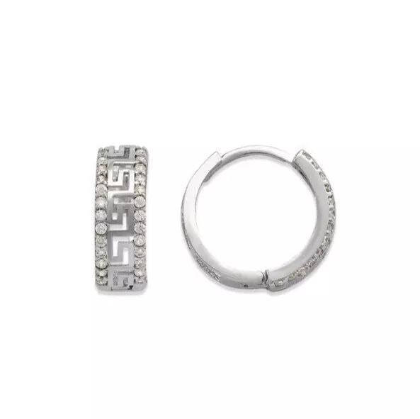 NEW 14K WHITE GOLD HUGGIE CZ EARRINGS: NEW 14K WHITE GOLD HUGGIE CZ EARRINGS 14K White Gold Approx. 5x14mm High Polished/Cubic Zirconia Available in Yellow Gold Weight: 2.3 Grams