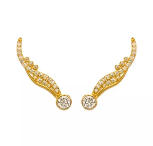 NEW 14K YELLOW GOLD CRAWLER CZ EARRINGS: NEW 14K YELLOW GOLD CRAWLER CZ EARRINGS 14K Yellow Gold Approx. 5x26mm Cubic Zirconia Available in Rose and White Gold Weight: 3.1 Grams