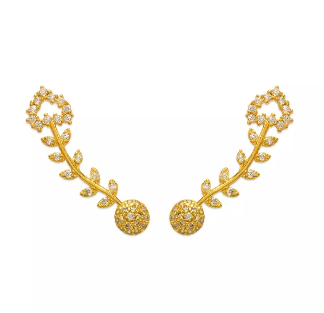 NEW 14K YELLOW GOLD CRAWLER CZ EARRINGS: NEW 14K YELLOW GOLD CRAWLER CZ EARRINGS 14K Yellow Gold Approx. 7x28mm Cubic Zirconia Available in Rose and White Gold Weight: 2.5 Grams