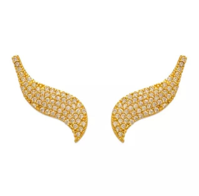 NEW 14K YELLOW GOLD CRAWLER CZ EARRINGS (1 of 2)