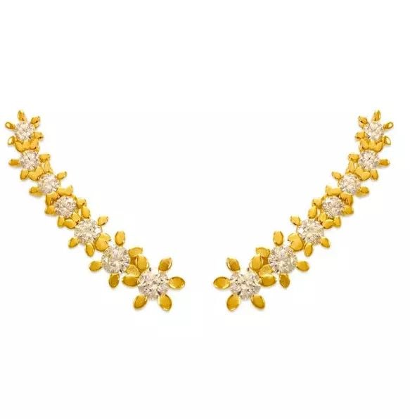 NEW 14K YELLOW GOLD CRAWLER CZ EARRINGS: NEW 14K YELLOW GOLD CRAWLER CZ EARRINGS 14K Yellow Gold Approx. 6x26mm Cubic Zirconia Available in Rose and White Weight: 3.4 Grams