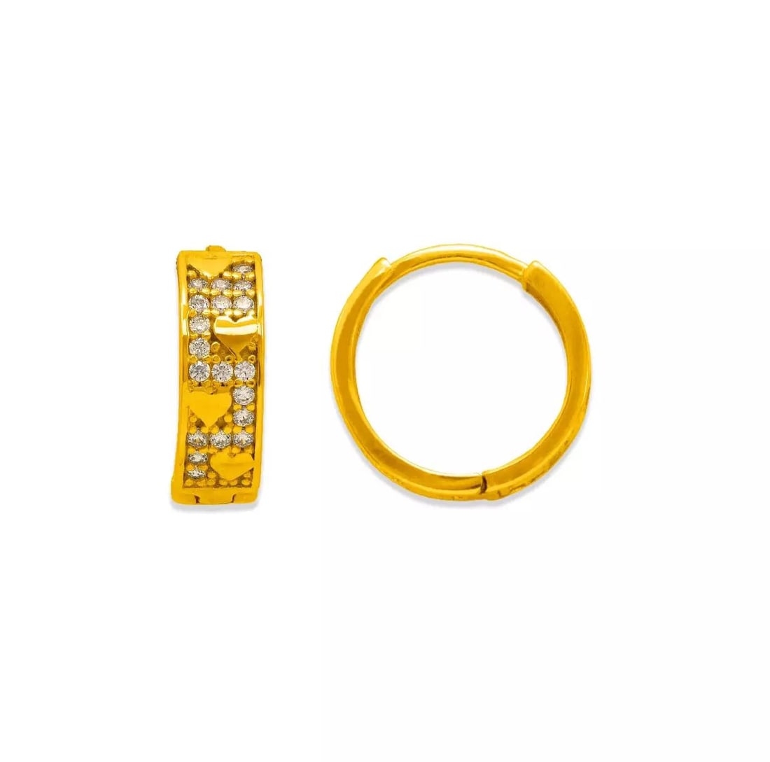 NEW 14K YELLOW GOLD HUGGIE CZ EARRINGS (1 of 2)