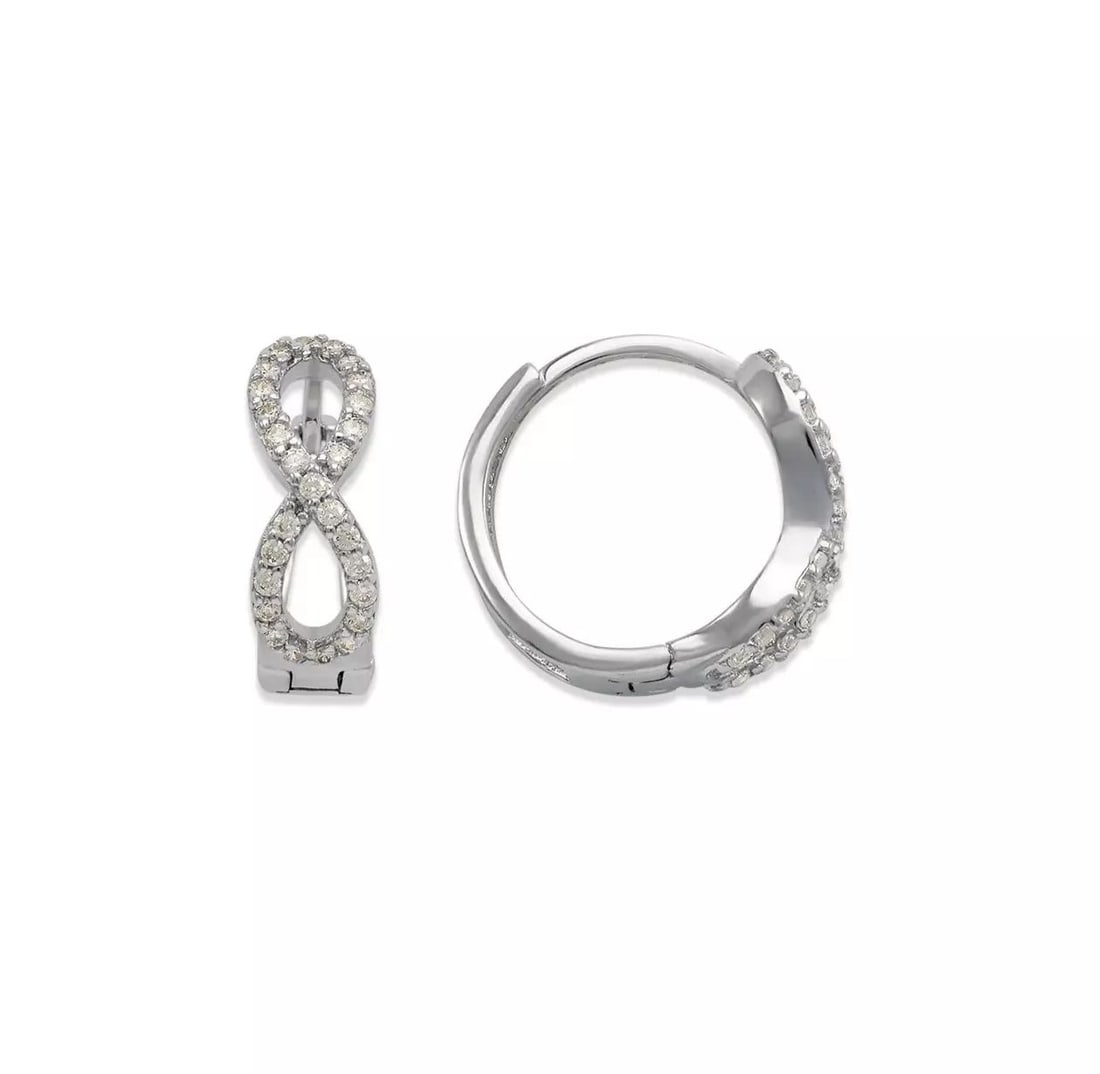 NEW 14K WHITE GOLD HUGGIE CZ EARRINGS: NEW 14K WHITE GOLD HUGGIE CZ EARRINGS 14K White Gold Approx. 5x14mm High Polished/Cubic Zirconia Available in Yellow Gold Weight: 2.2 Grams